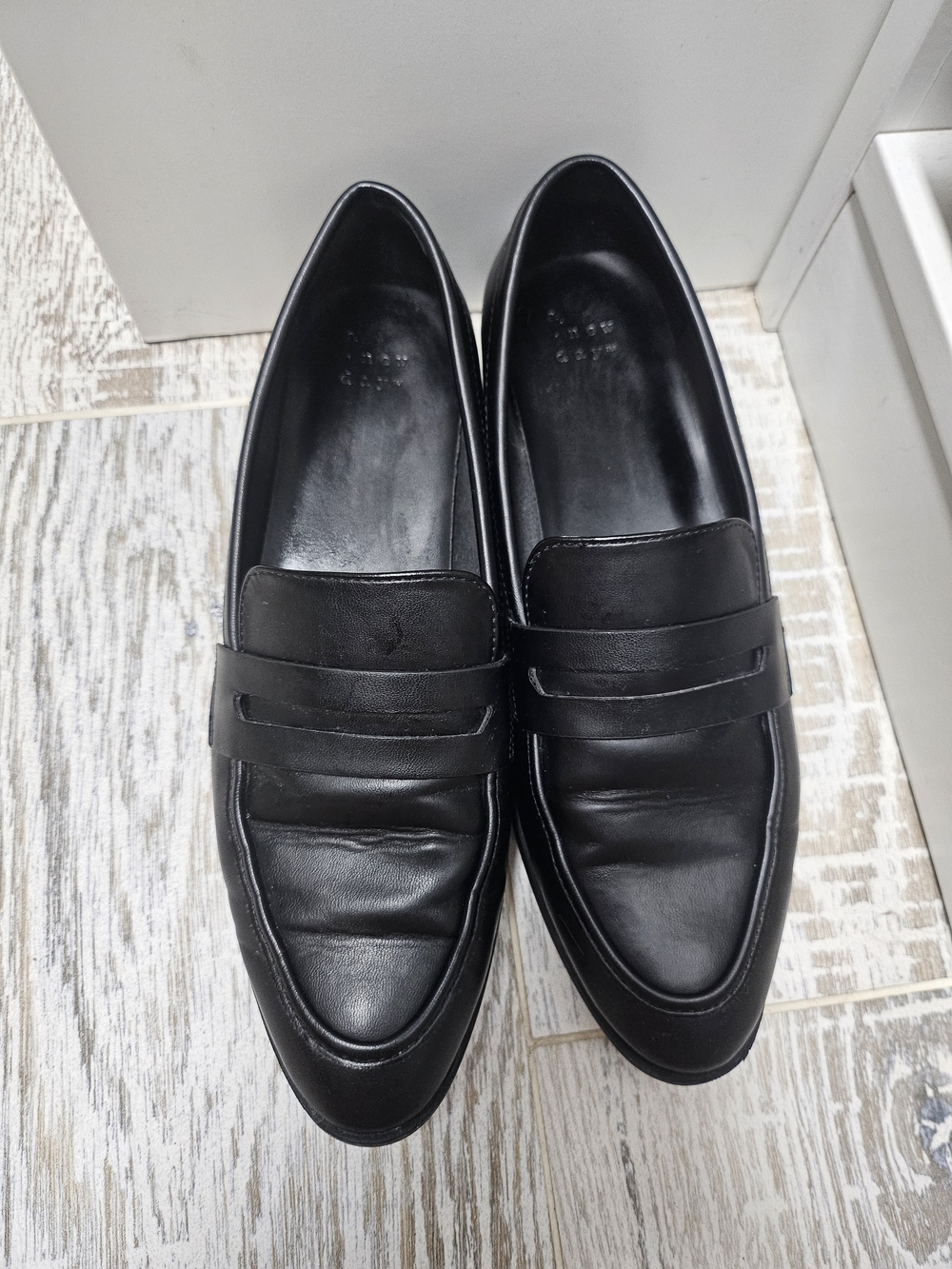 Black Faux Leather Penny Loafers for Women Size 6.5